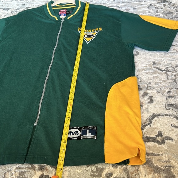 90’s Vintage NFL Mirage Green Bay Packers Zip Up Short Sleeve Shirt - Picture 9 of 11